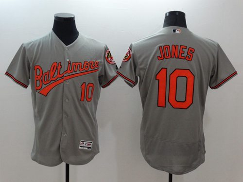 Orioles #10 Adam Jones Grey Flexbase Authentic Collection Stitched MLB Jersey - Click Image to Close